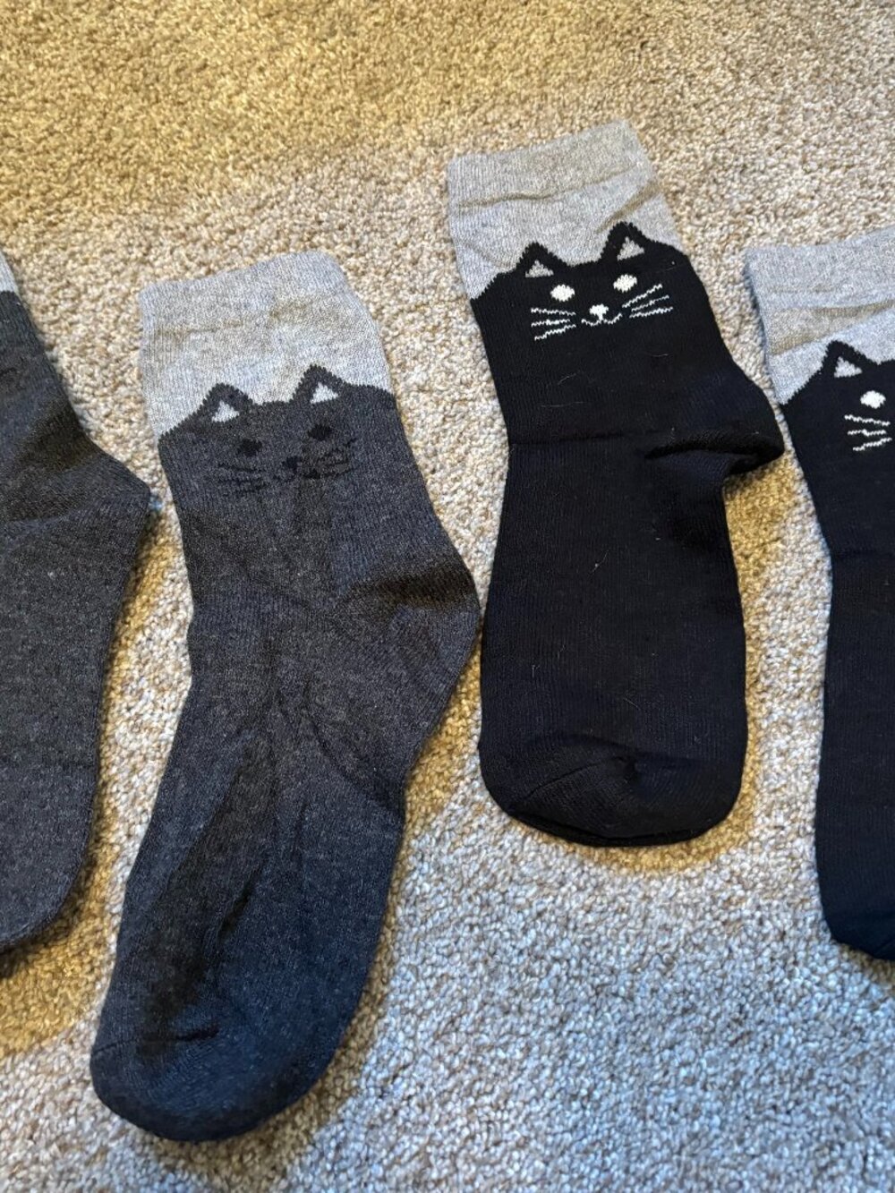 Brand new, never worn cute cat face crew socks bundle!